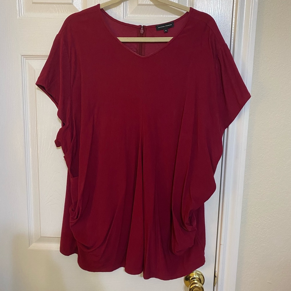 Zipper backed Universal Standard red blouse